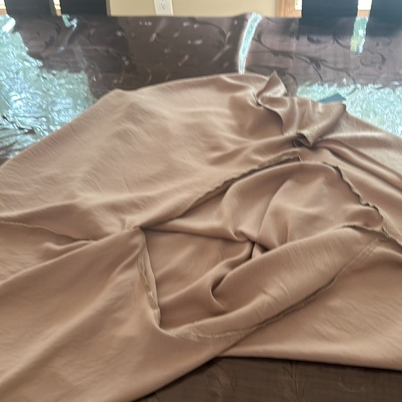 Tan Maxi Trumpet Skirt with Asymmetrical Ruffles - Picture 8 of 9